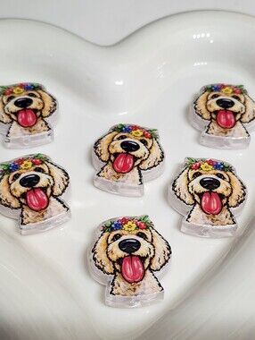 Dog Doodle Focal Beads 2 Pcs Crafts Jewelry Making Beaded Pen Keychain Charms